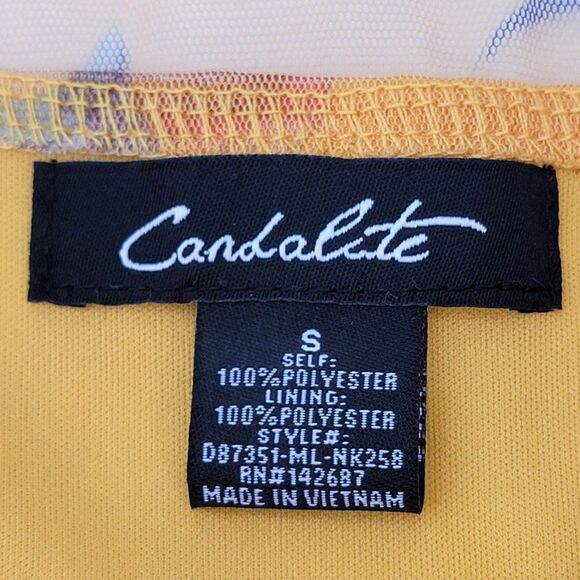 Candalite Maxi Dress Womens S Mustard Yellow Gold Floral Sheer Sleeveless Fairy - Picture 9 of 13